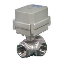 3 Way Horizontal L Type Stainless Steel 304 Electric Actuated Water Ball Valve
